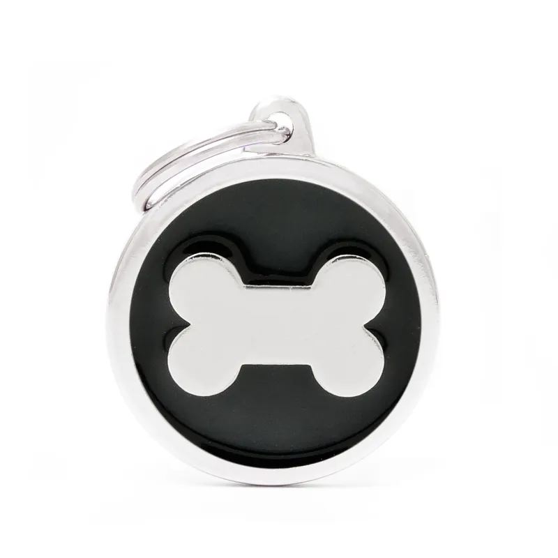 MY FAMILY Classic Big Circle with Bone Tag schwarz Hundemarke Angebot